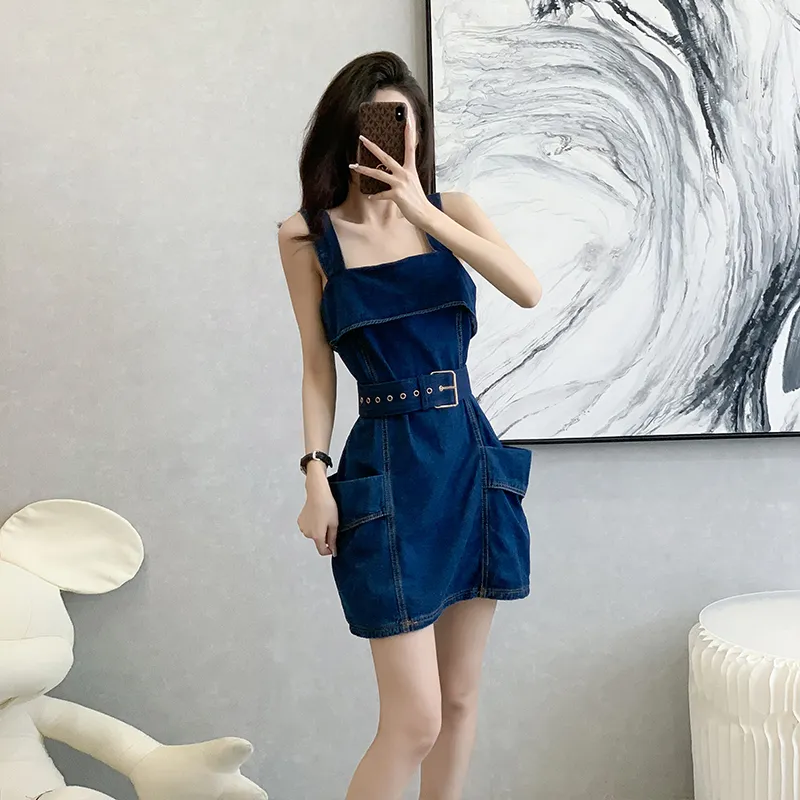 SECFLY OFFICIAL Slip Dress Women's Dark Blue-5