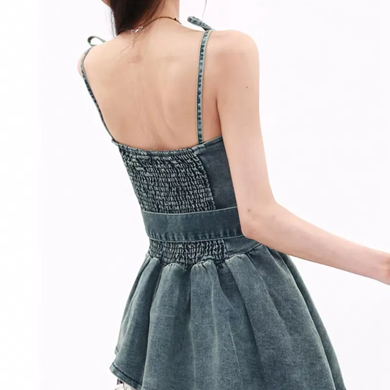 SECFLY OFFICIAL Slip Dress Women's Vintage Blue-5