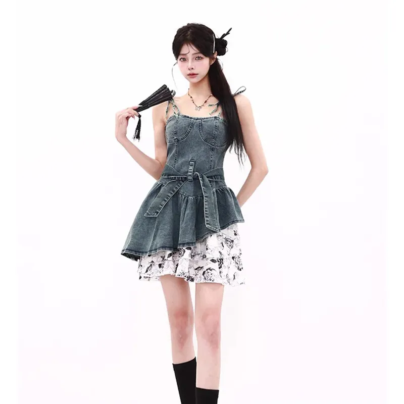 SECFLY OFFICIAL Slip Dress Women's Vintage Blue-2