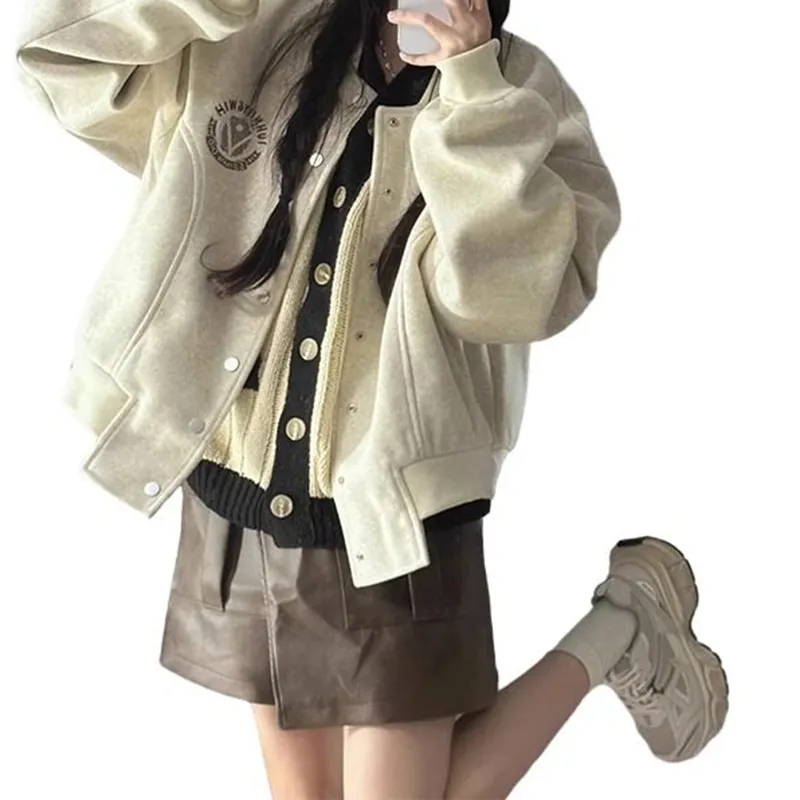 SECFLY OFFICIAL Baseball Jacket Women's Apricot-5