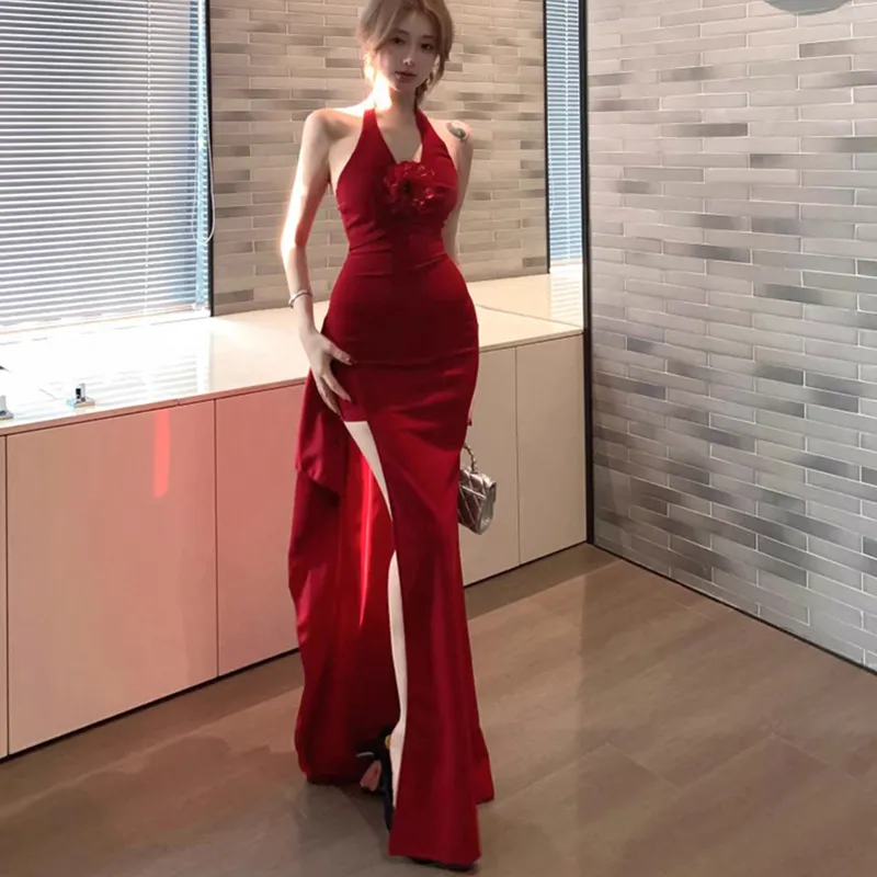 FLIM Minimalist Style Sleeveless Dress Women's Eye Catching Red-9