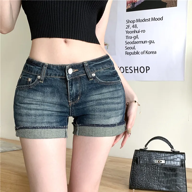 SECFLY OFFICIAL Denim Shorts Women's Navy Blue-2