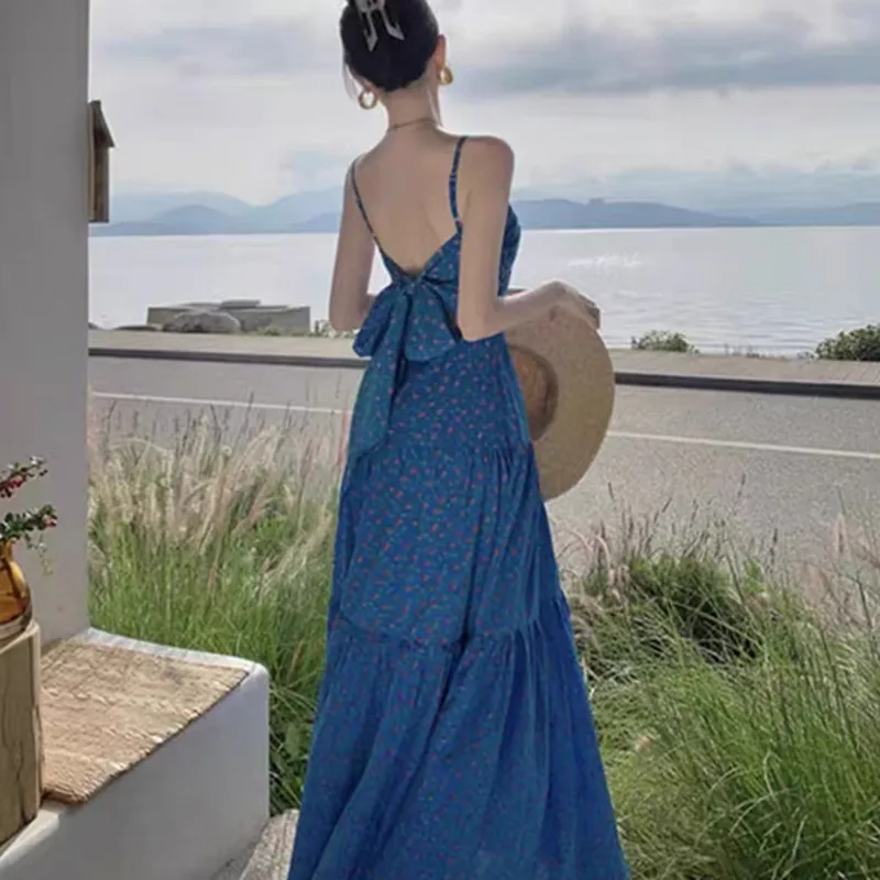 SECFLY OFFICIAL Slip Dress Women's Royal Blue-4