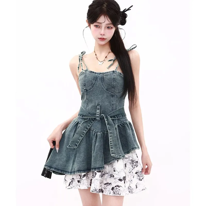 SECFLY OFFICIAL Slip Dress Women's Vintage Blue-3