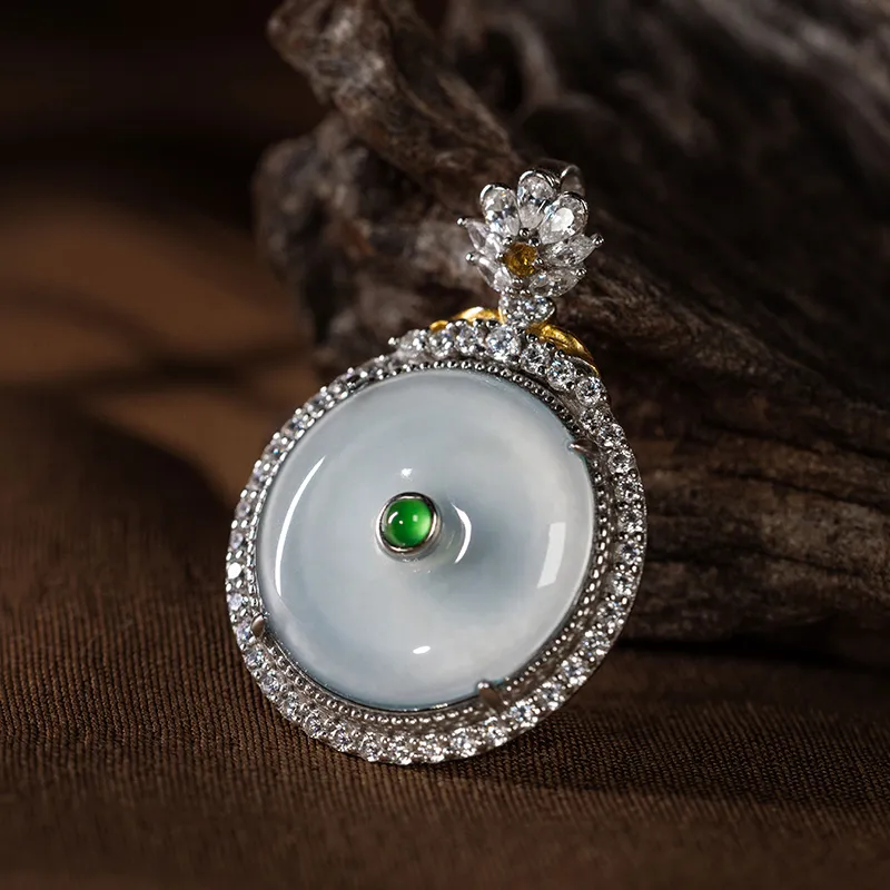 YUANYUXIANG Ice Type Blue Water Jadeite Necklace Women's-4