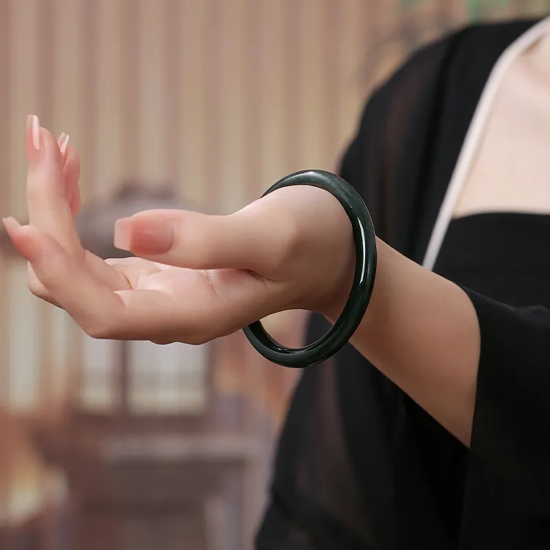 YUANYUXIANG Hetian Jade Bangles Green Jade Women's-1