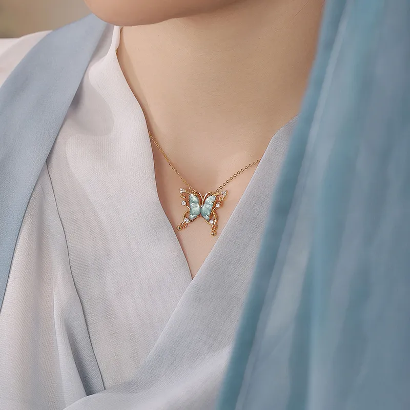 YUANYUXIANG Ice Type Jadeite Blue Water Necklace Women's-2