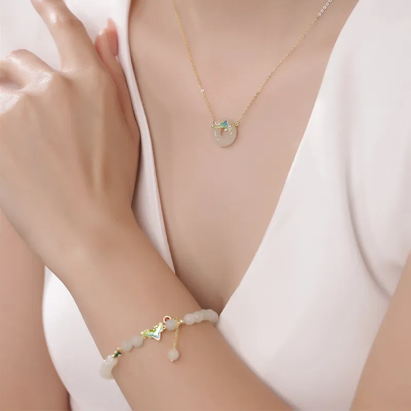 YUANYUXIANG Hetian Jade Necklaces White Jade/Pale Greenish White Jade Women's-1