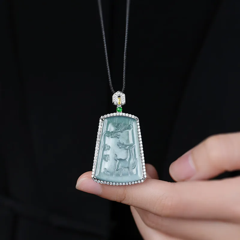 YUANYUXIANG Ice Glutinous Jadeite Necklaces Unisex-5