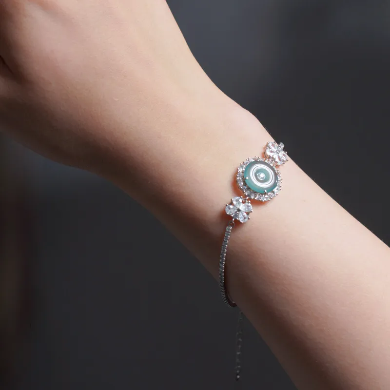 YUANYUXIANG Ice Type Blue Water Jadeite Bracelet Women's-1