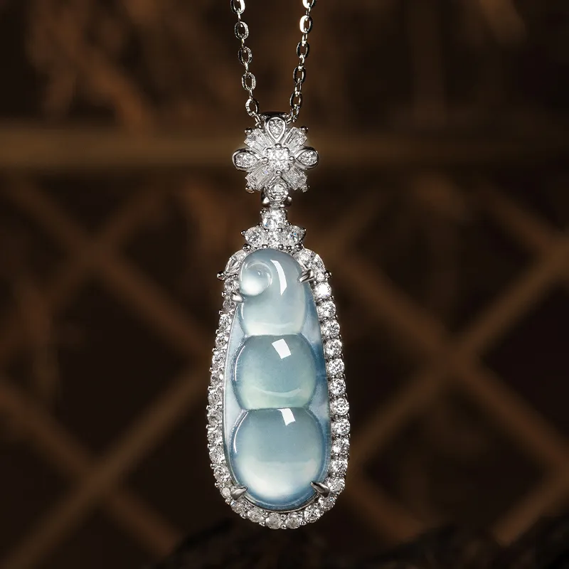 YUANYUXIANG Ice Type Jadeite Necklace With 925 Sterling Silver Pendant In Chinese Style Fashion Women's-1