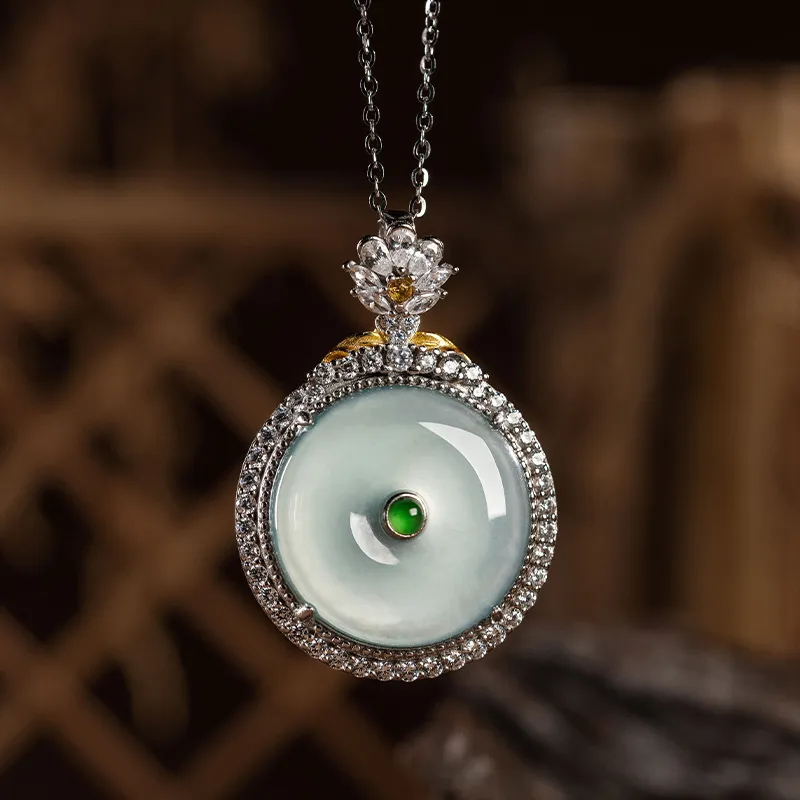 YUANYUXIANG Ice Type Blue Water Jadeite Necklace Women's-1