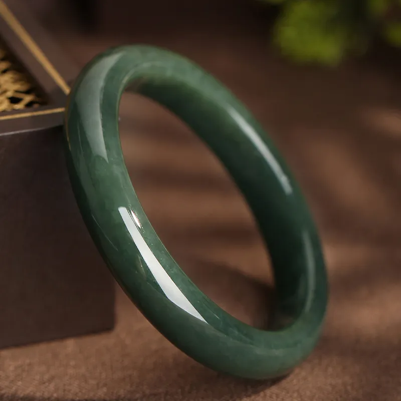 YUANYUXIANG Hetian Jade Bangles Green Jade Women's-4