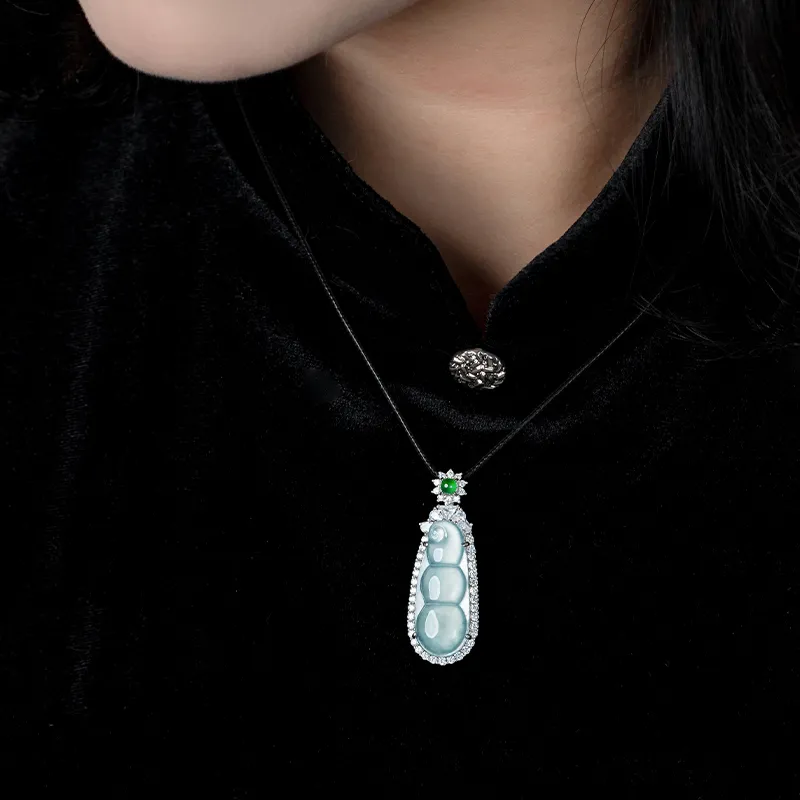 YUANYUXIANG Ice Type Jadeite Necklace With 925 Sterling Silver Pendant In Chinese Style Fashion Women's-3