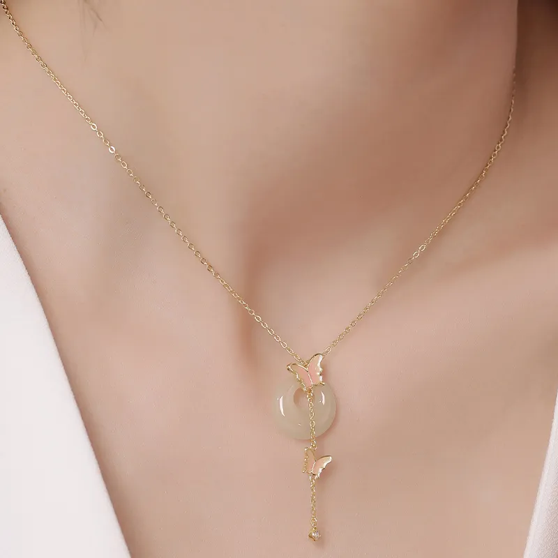 YUANYUXIANG Hetian Jade Necklaces White Jade/Pale Greenish White Jade Women's-1
