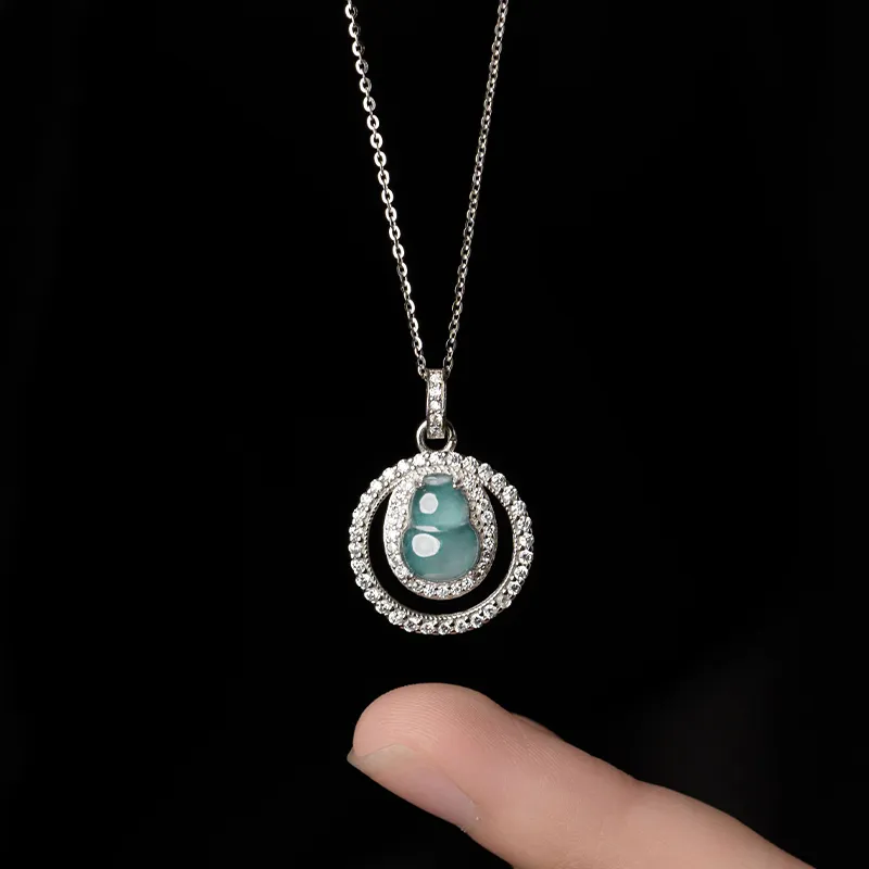 YUANYUXIANG Ice Type Jadeite Blue Water Necklace Women's-2