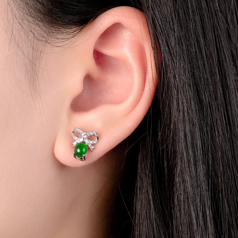 YUANYUXIANG Ice Type Jadeite Stud Earrings Women's-1