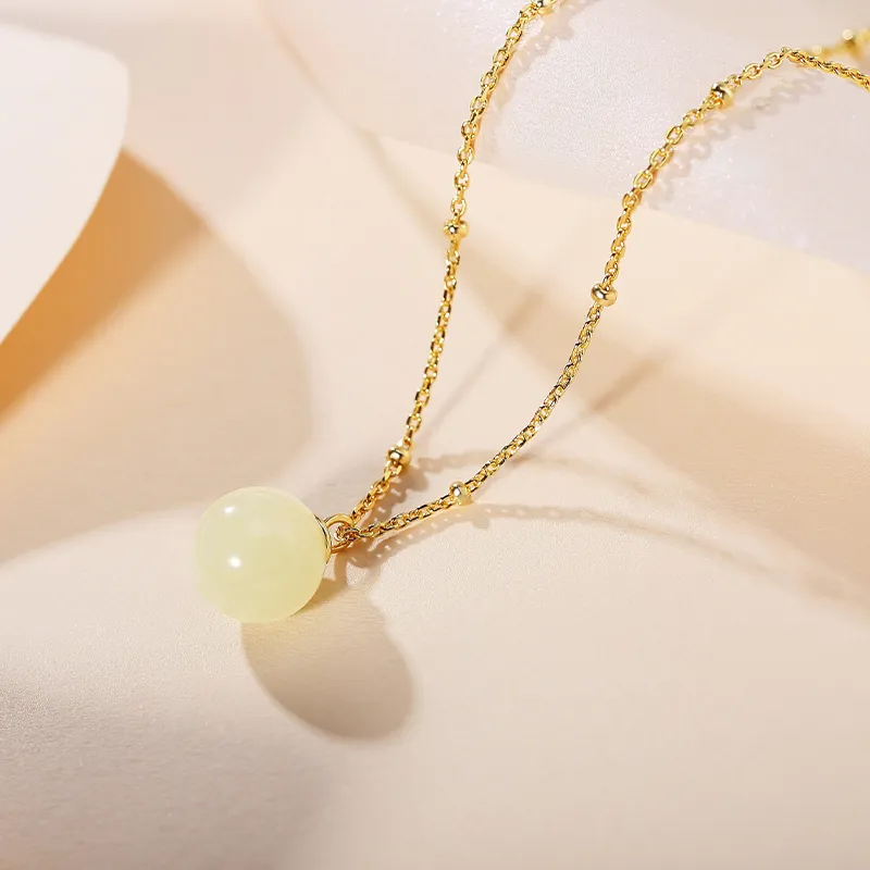 YUANYUXIANG Necklaces White Jade/Pale Greenish White Jade Women's-2