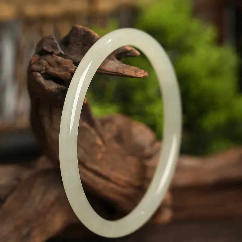 YUANYUXIANG Hetian Jade Bangles White Jade Women's-5