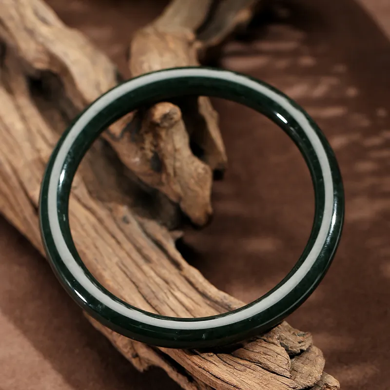 YUANYUXIANG Hetian Jade Bangles Green Jade Women's-5