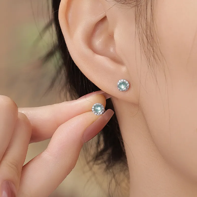 YUANYUXIANG Ice Glutinous Jadeite Stud Earrings Women's-1