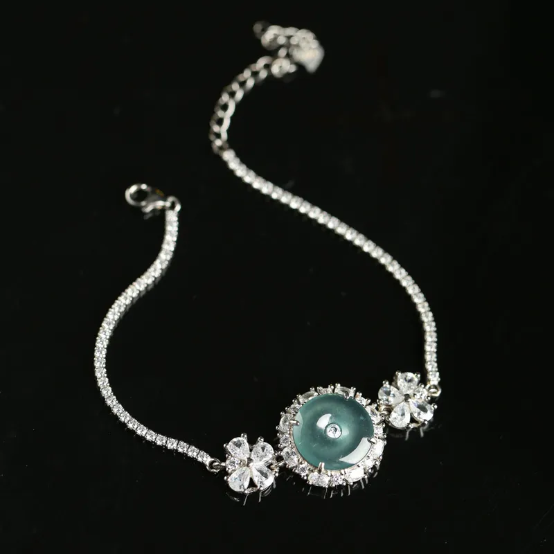 YUANYUXIANG Ice Type Blue Water Jadeite Bracelet Women's-3