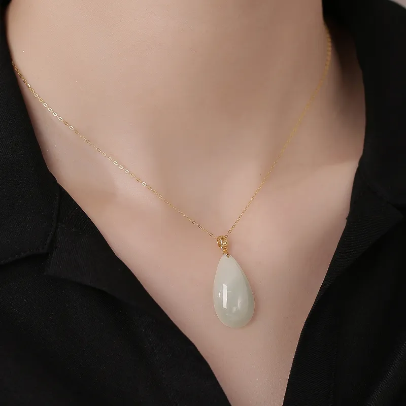 YUANYUXIANG Hetian Jade Necklaces White Jade Women's-2
