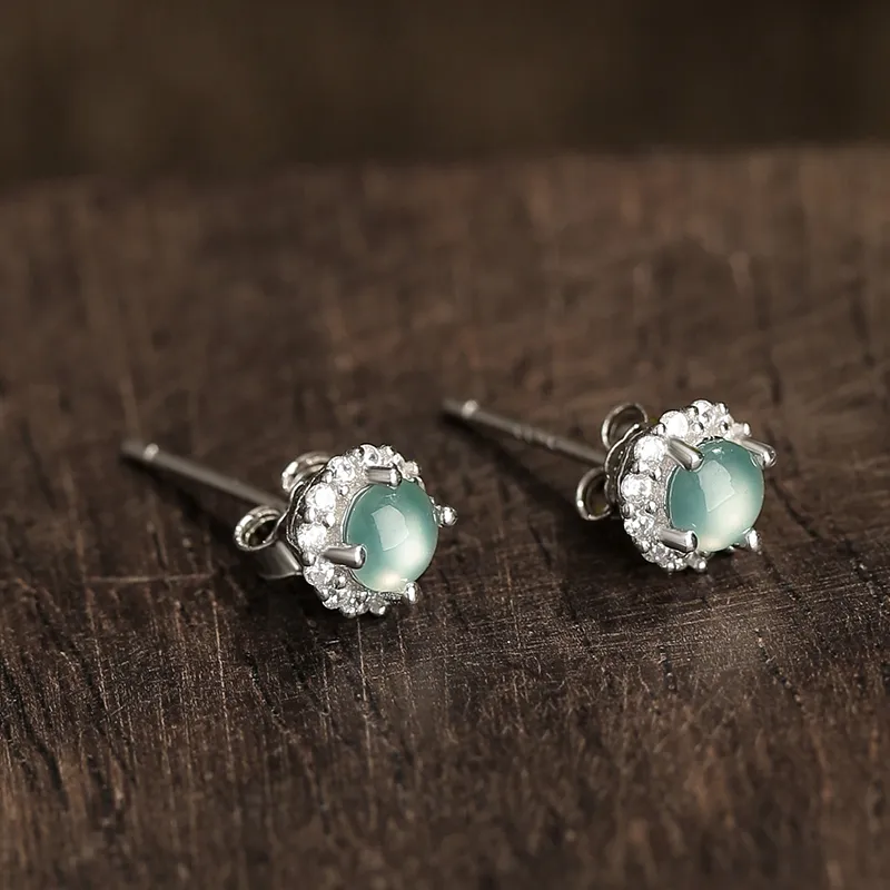 YUANYUXIANG Ice Glutinous Jadeite Stud Earrings Women's-4