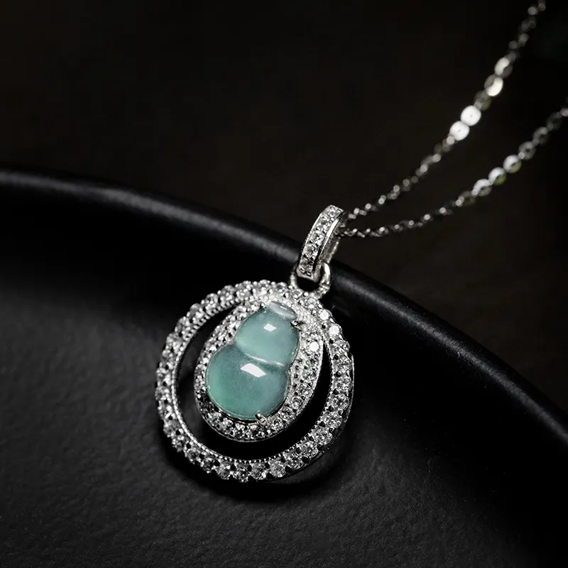 YUANYUXIANG Ice Type Jadeite Blue Water Necklace Women's-4