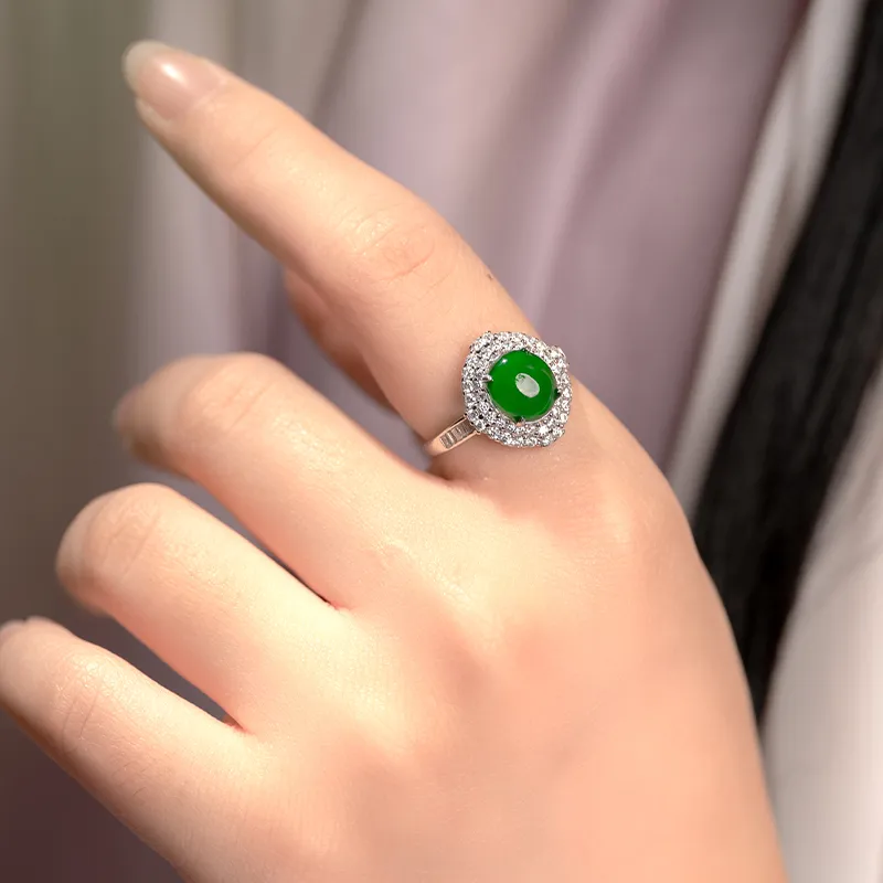 YUANYUXIANG Ice Glutinous Jadeite Rings Women's-5