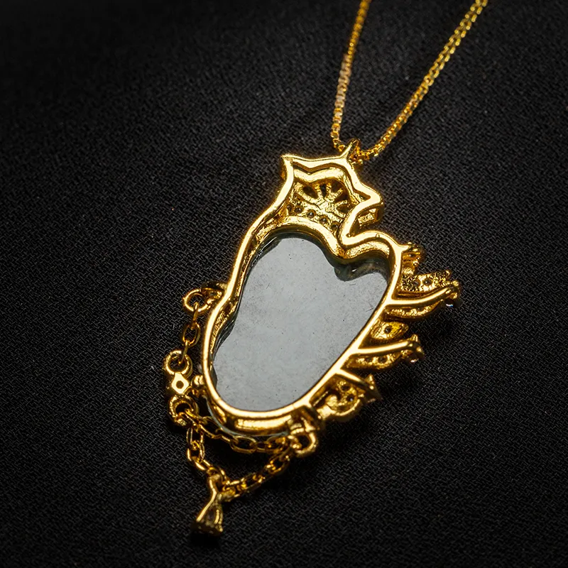 YUANYUXIANG Ice Glutinous Blue Water Jadeite Necklace Women's-2