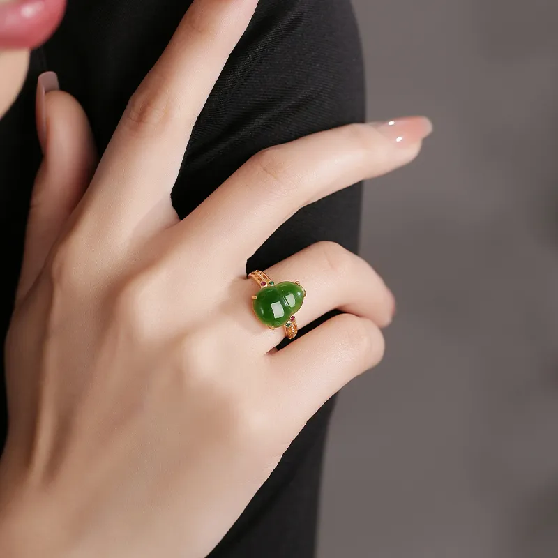 YUANYUXIANG Hetian Jade Rings Green Jade Women's-1