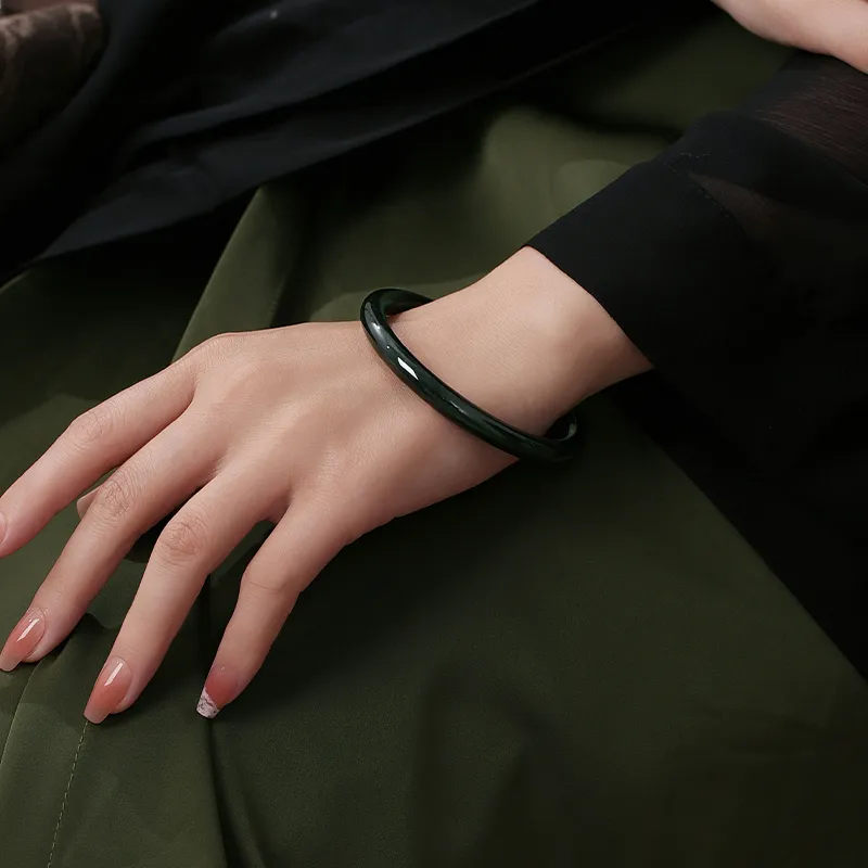 YUANYUXIANG Hetian Jade Bangles Green Jade Women's-2