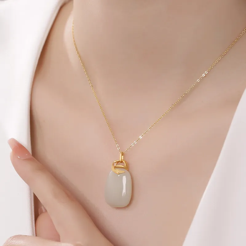 YUANYUXIANG Hetian Jade Necklaces White Jade/Pale Greenish-White Jade Women's-1