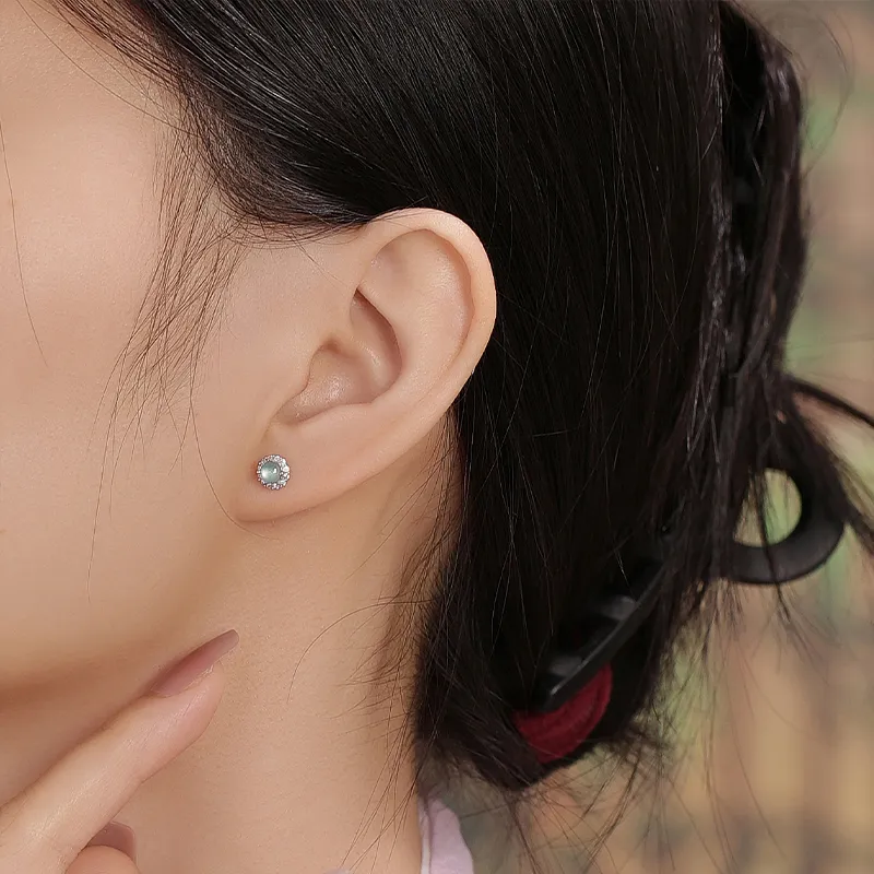 YUANYUXIANG Ice Glutinous Jadeite Stud Earrings Women's-2