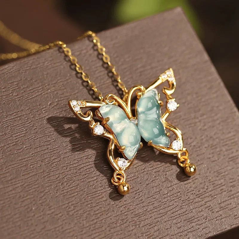 YUANYUXIANG Ice Type Jadeite Blue Water Necklace Women's-5