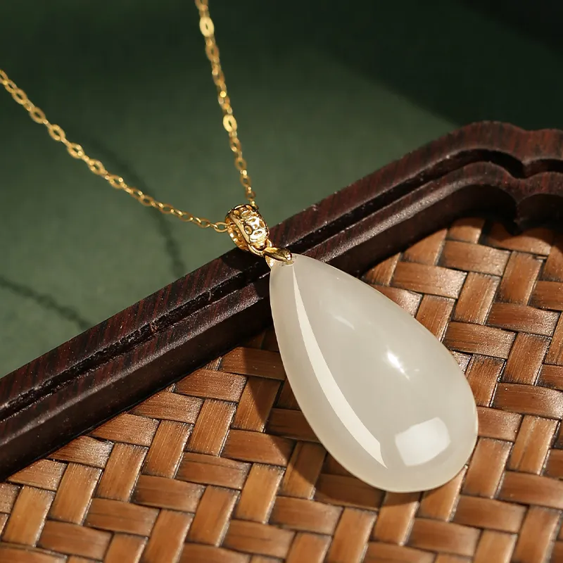 YUANYUXIANG Hetian Jade Necklaces White Jade Women's-5