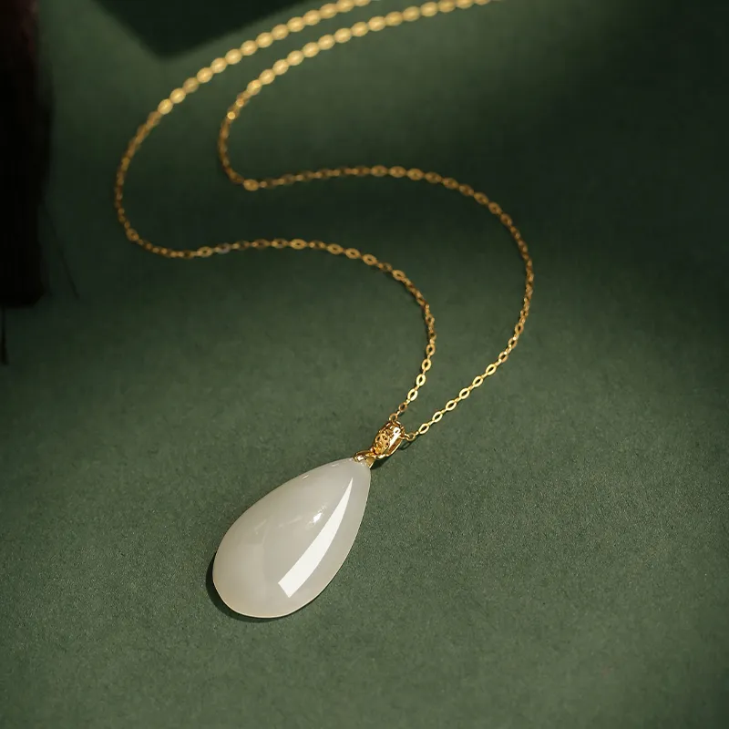 YUANYUXIANG Hetian Jade Necklaces White Jade Women's-4