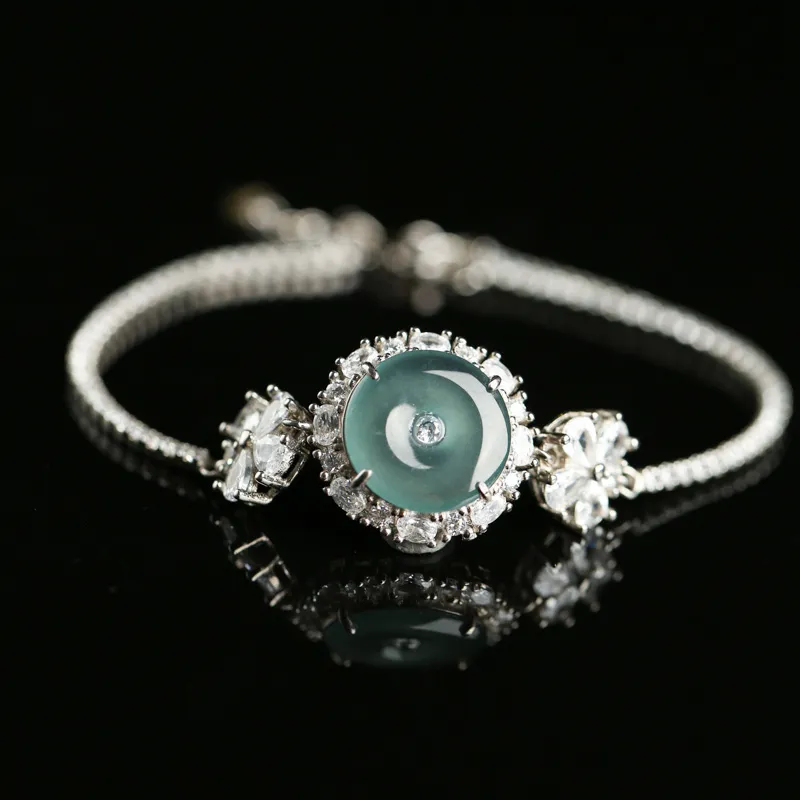 YUANYUXIANG Ice Type Blue Water Jadeite Bracelet Women's-4