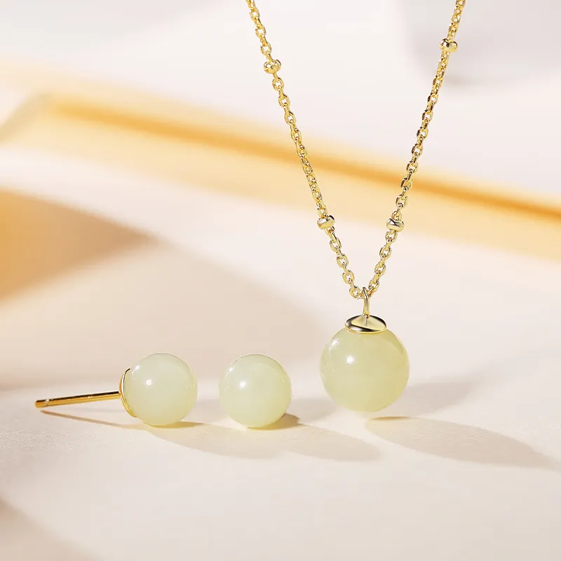 YUANYUXIANG Necklaces White Jade/Pale Greenish White Jade Women's-4