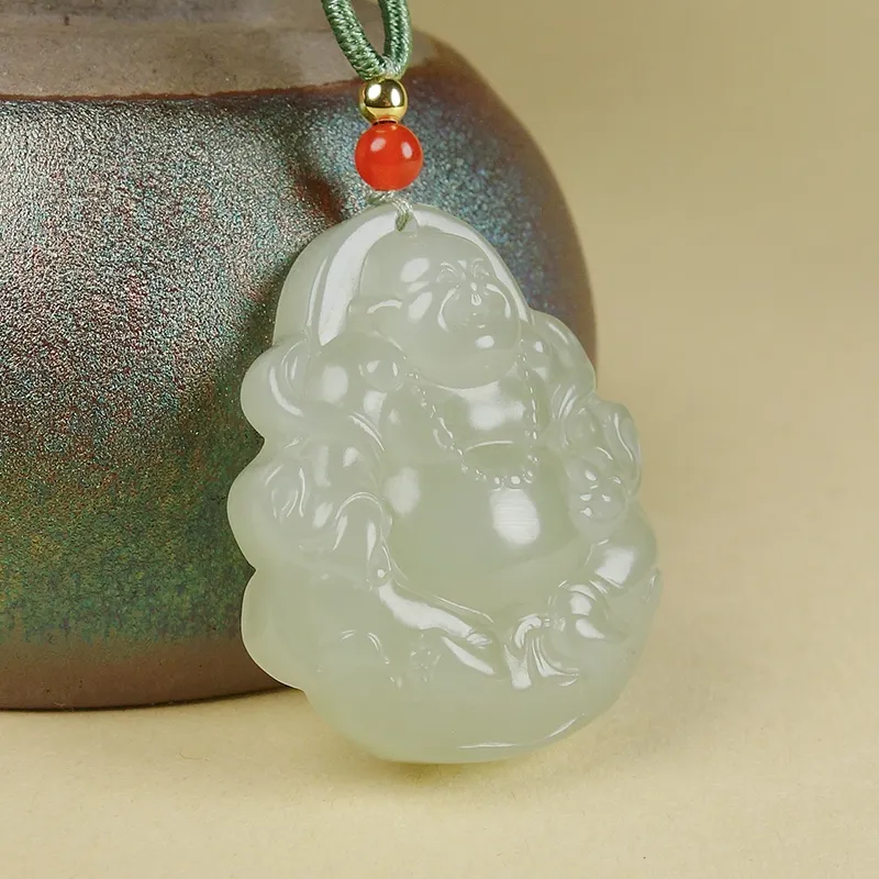 YUYIHUAN Hetian Jade Necklaces Pale Greenish White Jade Unisex-1