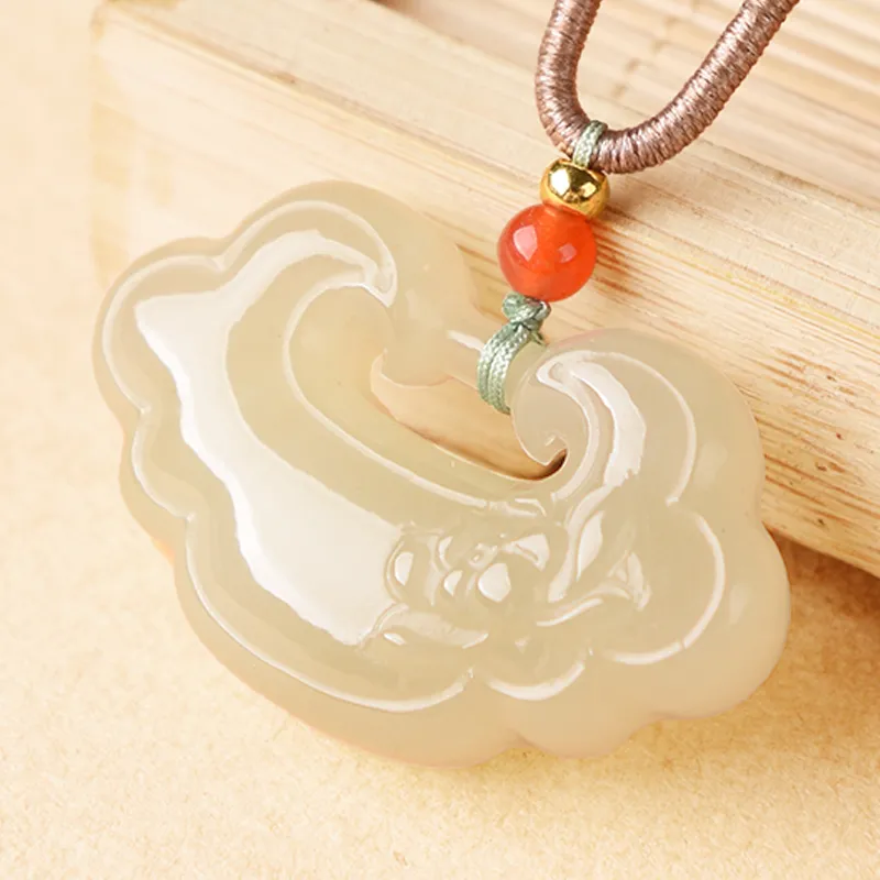 YUYIHUAN Hetian Jade Pendants Pale Greenish White Jade Unisex-2