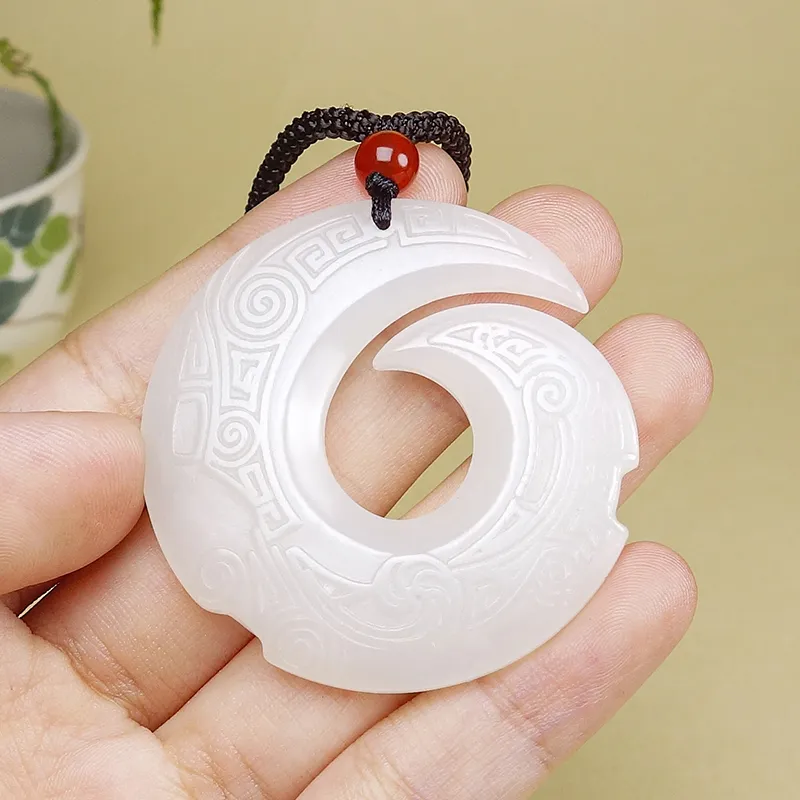 YUYIHUAN Hetian Jade Pendants White Jade Unisex-4