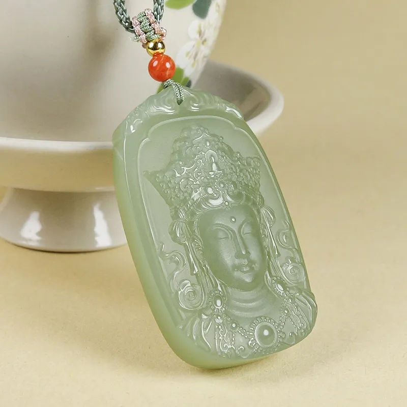YUYIHUAN Necklaces Pale Greenish White Jade Unisex-3
