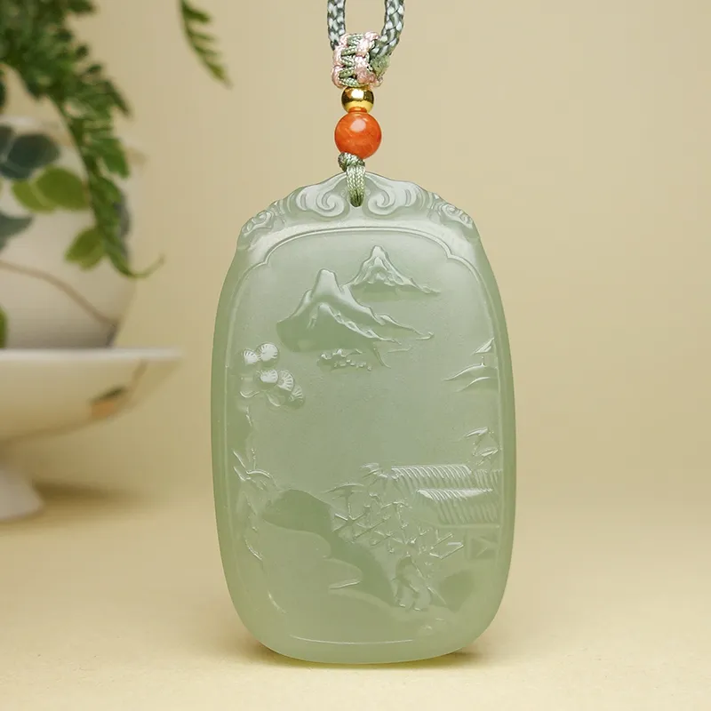 YUYIHUAN Necklaces Pale Greenish White Jade Unisex-4