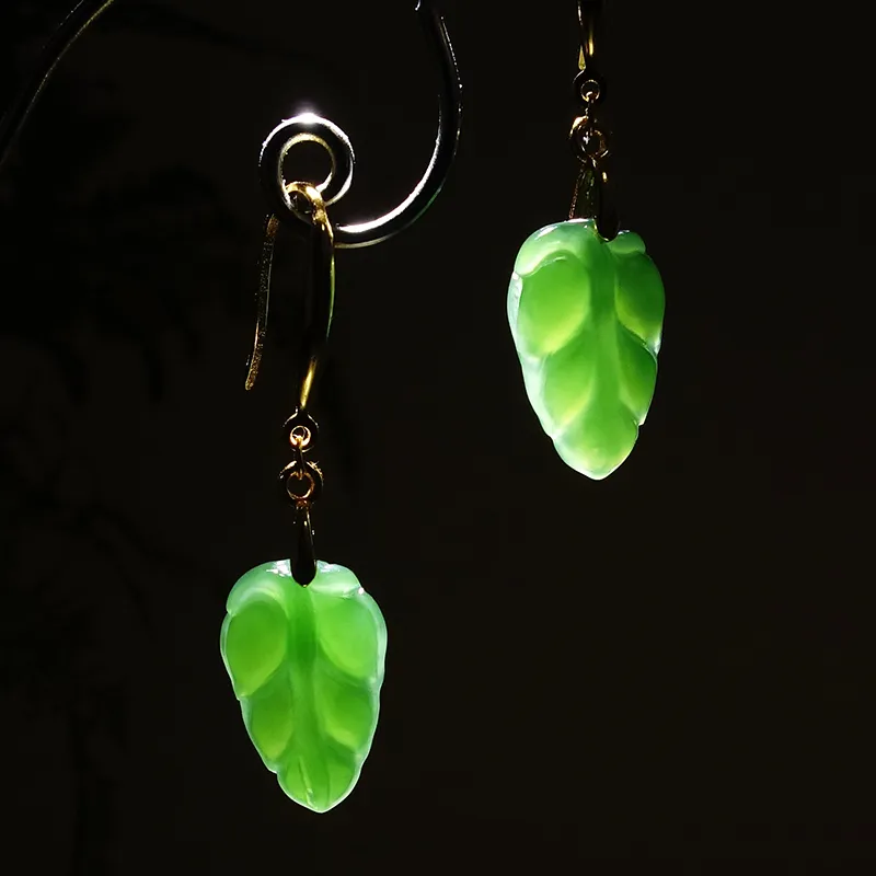 YUYIHUAN Earrings Pale Greenish White Jade Women's-7