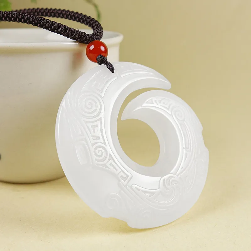 YUYIHUAN Hetian Jade Pendants White Jade Unisex-2