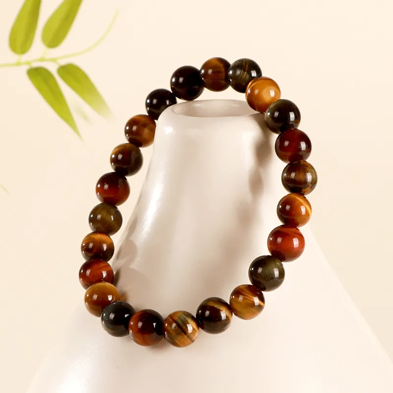 YUYIHUAN Tiger's Eye Stone Colorful Tiger's Eye Beaded Bracelet Unisex-1