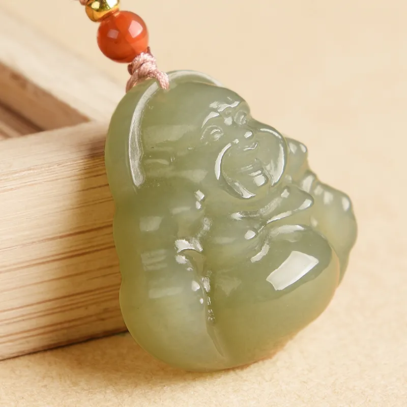 YUYIHUAN Hetian Jade Pendant Green Jade Unisex-1