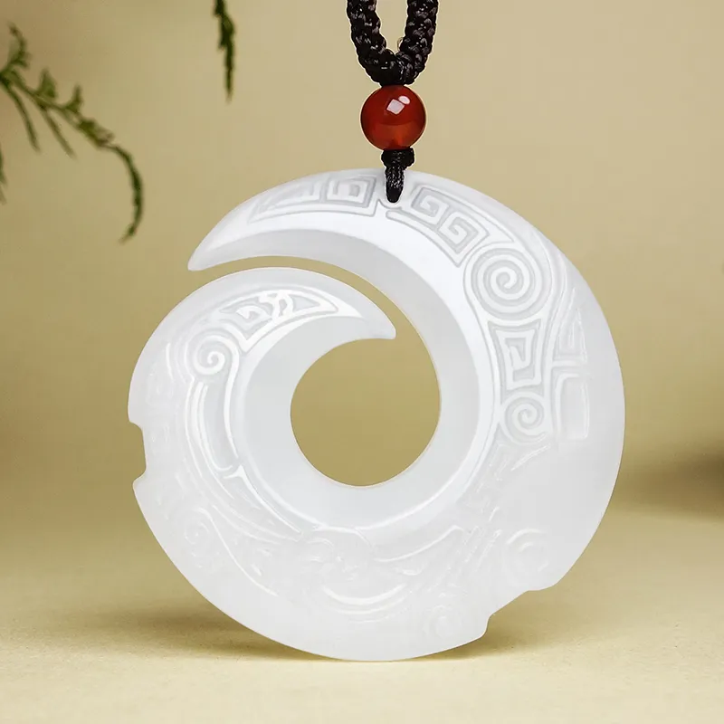 YUYIHUAN Hetian Jade Pendants White Jade Unisex-1